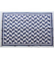 Multiple Cotton Blue And White Traditional Design Handmade Cotton Rug Dhurrie- Handwoven Rug. area rug.Rug for bedroom etc.(katoenen kleed)